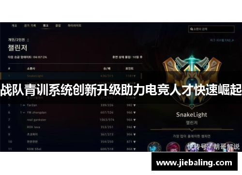 战队青训系统创新升级助力电竞人才快速崛起